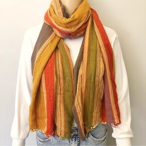 Vintage Colorful Artsy Soft Boho Festival Hippie Multicolored Soft Winter Scarf.